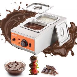 676#Chocolate Tempering Machine, 9 Lbs 2 Tanks Chocolate Melting Pot with TEMP Control 86~185℉, 800W Stainless Steel Electric Commercial Food Warmer F