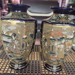 Antique Kyo Satsuma Vase | Japanese Moriage Bijin | 10”Meiji Era Ceramic / Ashley Parker Vintage Antique