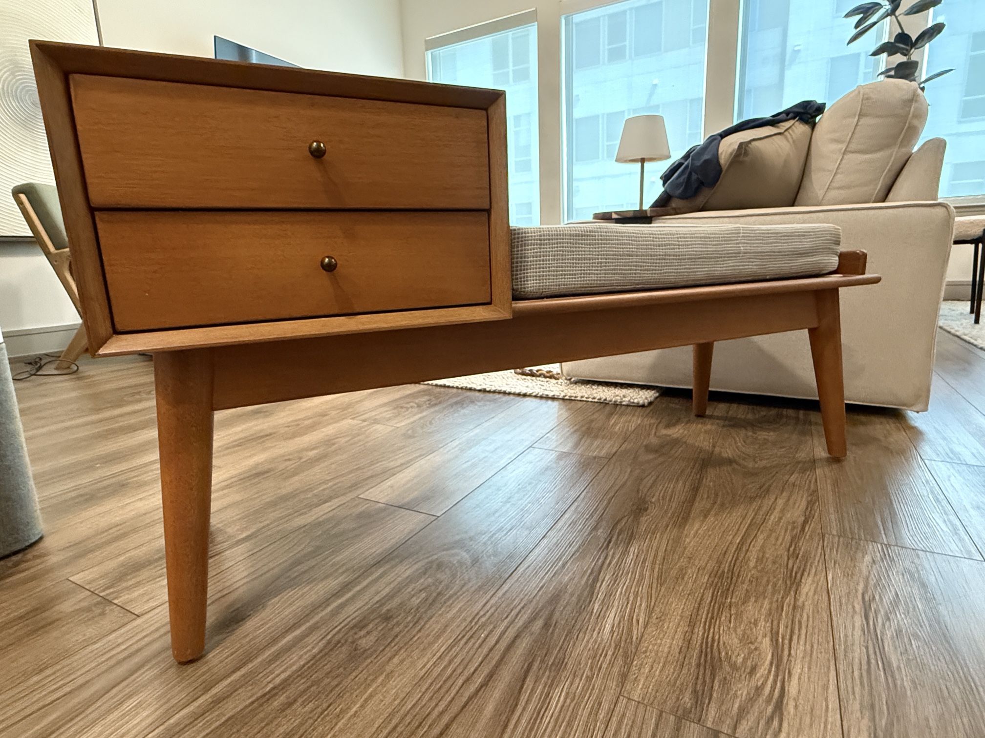 West Elm Mid Century Modern Entryway Bench With Drawers