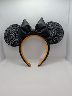 Disney Minnie Mouse Spider Webs Halloween with Bow Ears Headband Adult Size