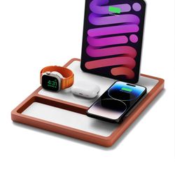 QUAD TRAY White - 4-in-1 MagSafe Oak Wireless Charger 