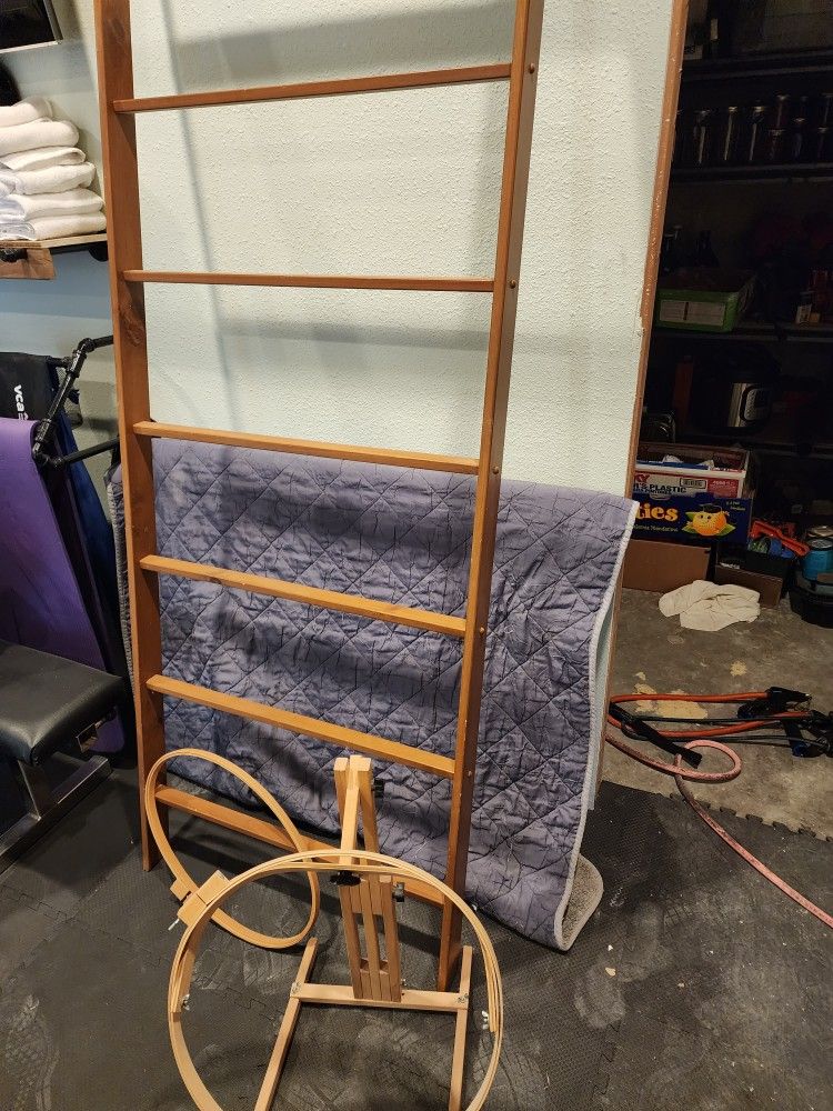 Quilt Rack and Embroidery Hoops