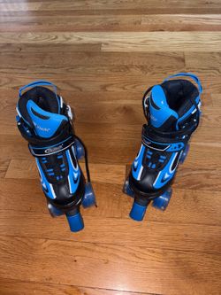 Nattork Kids Adjustable Quad light up Wheels Roller Skates Blue/Black Youth 1-4