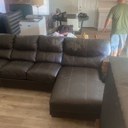 Huge Leather Sectional Dark Brown 