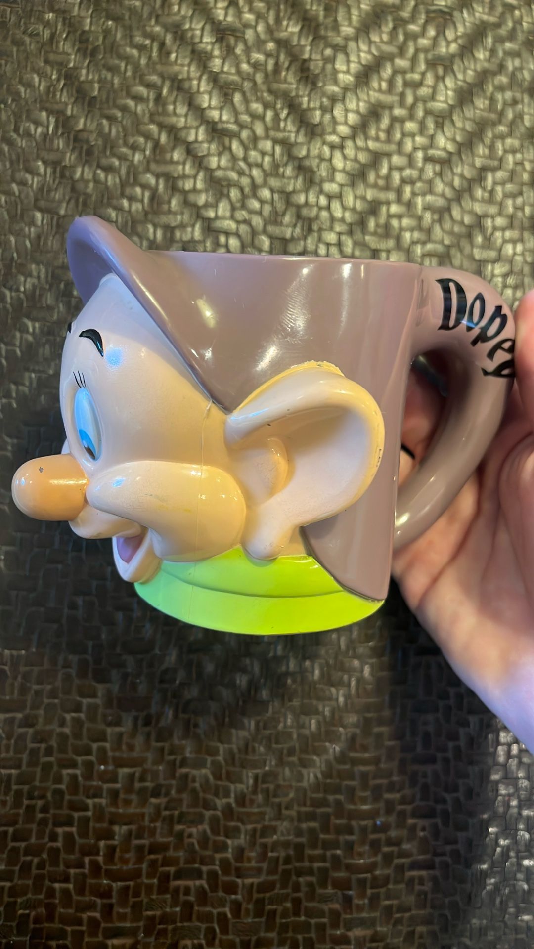 VTG Disney World On Ice Ringling Bros Dopey Mug Original Stickers Snow White Cup
