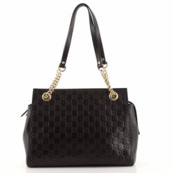 Gucci Soft Signature Shoulder Bag — Black Guccissima Leather (Medium)