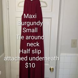 $10 Burgundy SHEER  Maxi Dress/Sz S