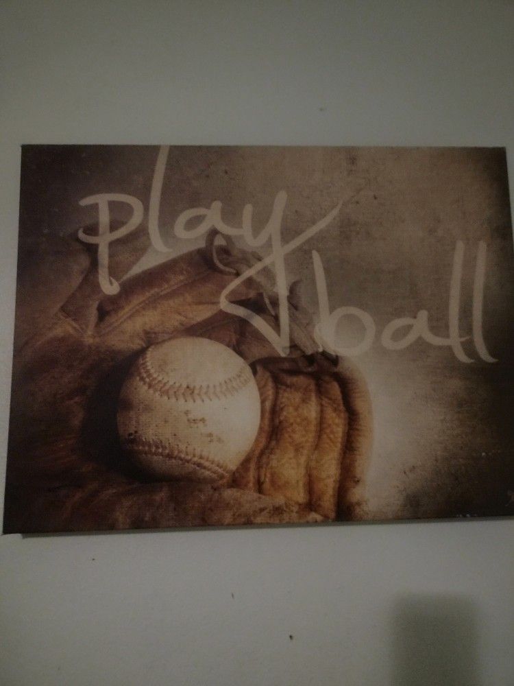 Play ball baseball canvas