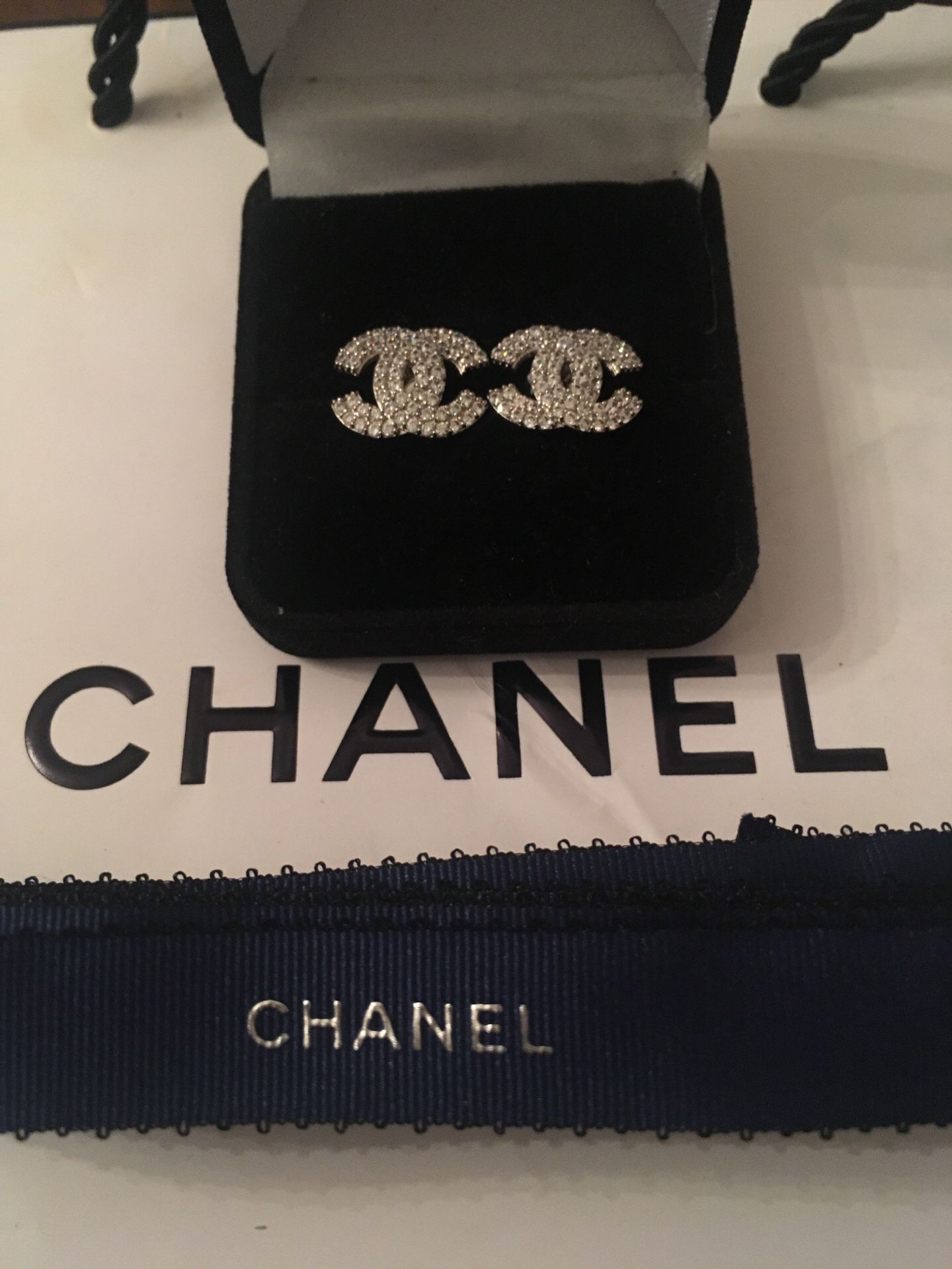 Channel cc diamond luxury post earrings