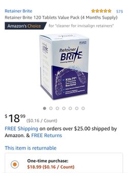Retainer brite cleaning tablets 120 tablets 4months supply