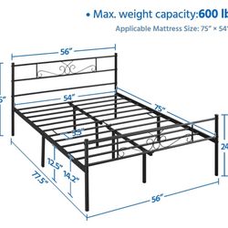 Full Black Metal Bed Frame