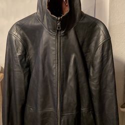 VINCE. Brand Genuine Lamb Leather Reversible Hooded Jacket Size Medium ($1,095 MSRP)