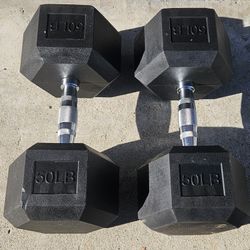 Pair Of 50 Pound Hex Dumbbells