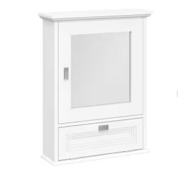 RiverRidge Home Geneva 18.5 in. W x 5.88 in. D x 24 in. H Bathroom Storage Wall Cabinet with Mirror in White
