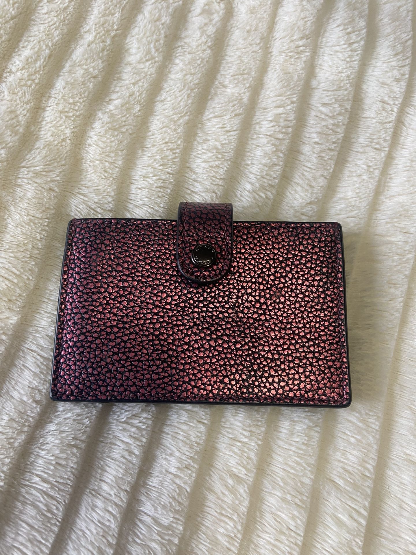 Coach Metallic Pink Accordion Card Holder