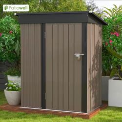 🔥new inbox🔥Patiowell 5x3 FT Metal Outdoor Storage Tool Shed with Sloping Roof and Lockable Door for Backyard