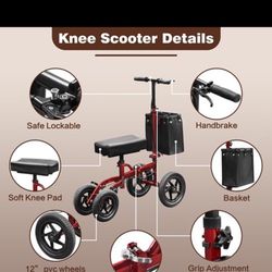 Balichun All Terrain Foldable Knee Scooter Walker Crutch Alternative Steerable 