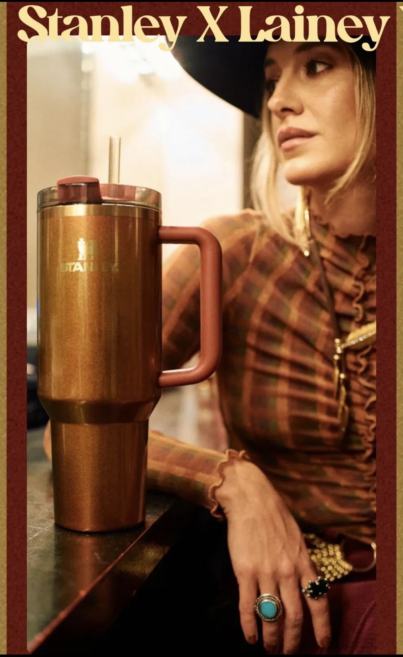 ⭐️ Stanley x Lainey Wilson Country Gold Quencher H2.0 Tumbler | 40 OZ IN  HAND ⭐️