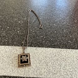 Sterling silver Star of David with black onyx and marcasite stones