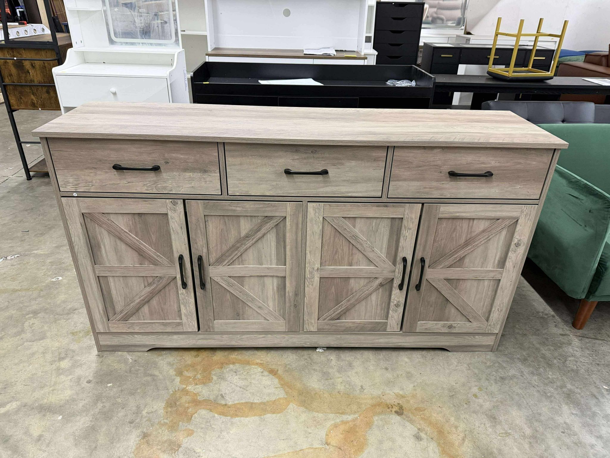 59" Large Buffet Cabinet with Storage, Farmhouse Sideboard Buffet Cabinet with 3 Drawers, Wood Kitchen Coffee Bar