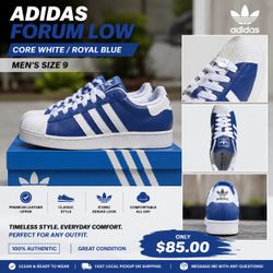 Adidas Forum Low – Core White/Royal Blue – Men’s Size 9 –