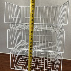 White Stackable Storage Baskets