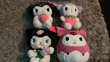 Sanrio Kuromi & My Melody Plush Lot + Strawberry Squishmallow
