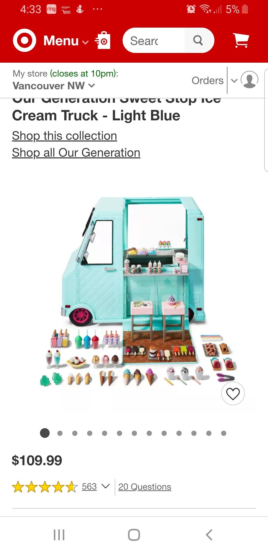 Our generation doll and ice cream truck