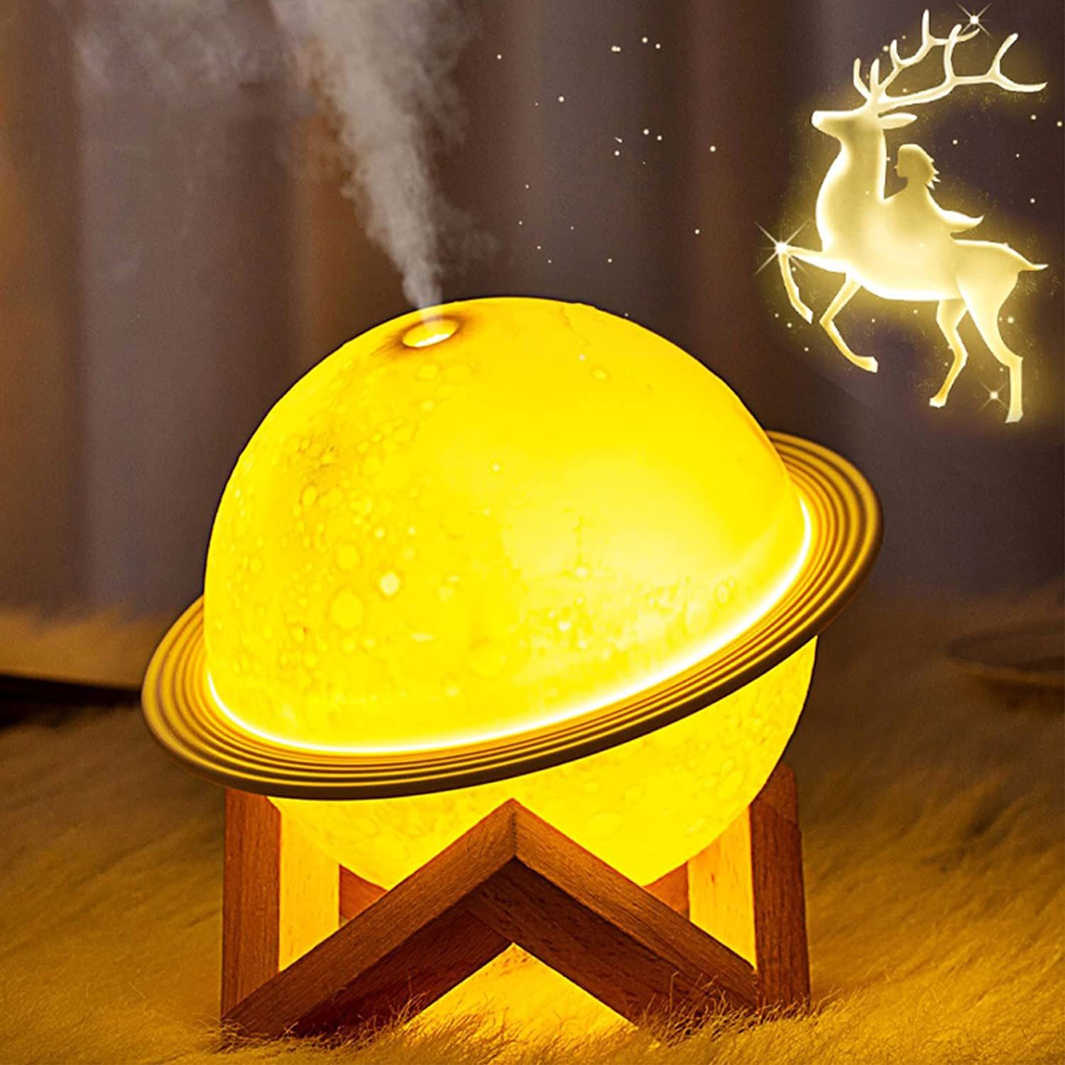 Moon Lamp Cool Mist Humidifier for Bedroom, 3-in-1 Galaxy Lamp Ultrasonic Humidifier & Essential Oil Diffuser for Baby, USB Personal Humidifiers with