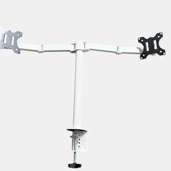 Dual Monitor Desk Mount Stand Adjustable Arm Clamp VESA Mount White