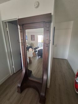 Antique mirror coat rack