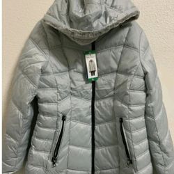 $60🍓🍓⚡️Nautica Women Fleece Hood Puffer Jacket Water Resistant Detachable Hood (XL) 055
