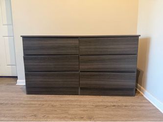 Modern 6-Drawer Dresser / Storage Cabinet – Dark Wood Finish – Excellent Condition