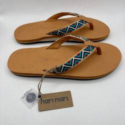 MSRP $90 Hari Mari Fields Camino Mens Size 11 And 12 Flip Flop Thong Sandals Wheat