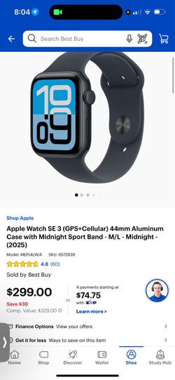 2026 Apple Watch SE3 (GPS + Cellular)