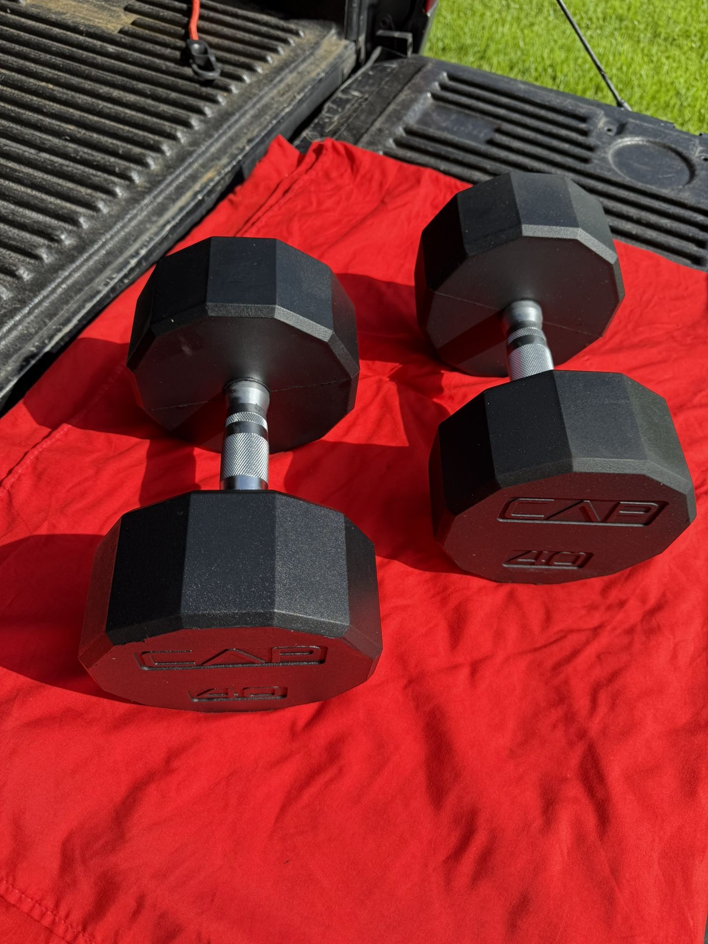 New 12 Sided Rubberized Dumbbells- 40 Pounds X 2