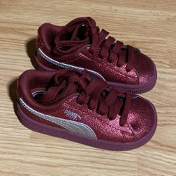 Puma Basket Maroon Glitter Toddler Shoes 6C