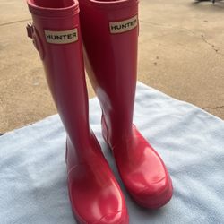 Girls Hunter Tall Pink Boots -size 4 