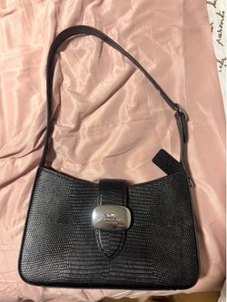 coach eliza shoulder bag lizard embossed leather