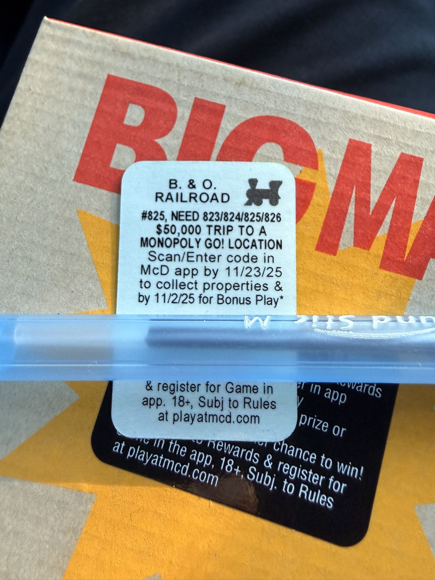 McDonald’s monopoly piece!!!