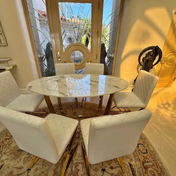 Luxury Marble Dining Table Set - 6 Chairs