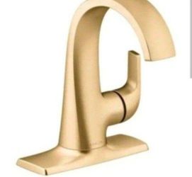 Kohler Cursiva Single Handle Single Hole Bathroom Faucet in Vibrant Brushed Moderne Brass