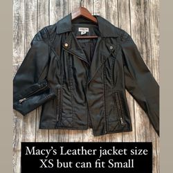 Macy’s Leather Jacket Size XS But Fits Like A Small