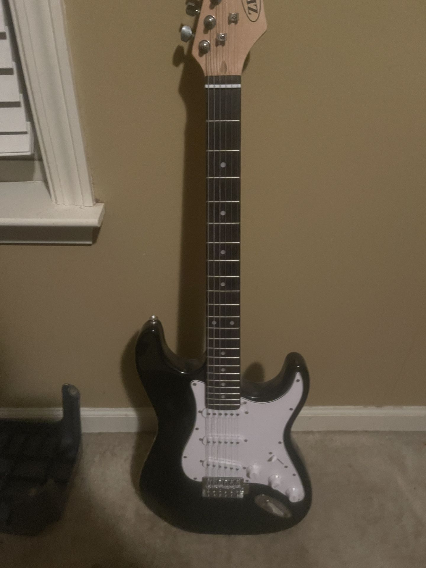 black and white guitar