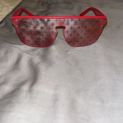 LV Bedazzled Red Mirror Lens Sunglasses