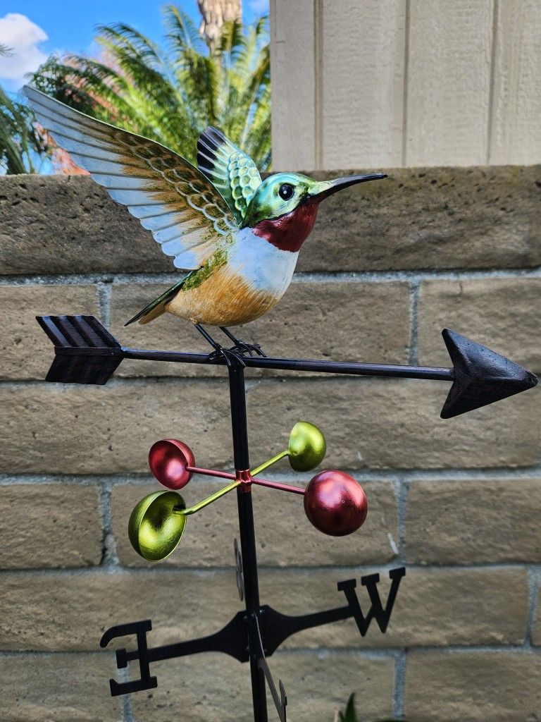 60" Weathervane Metal Hummingbird-RUBY THROATED Stake, Yard Art, Garden Decor