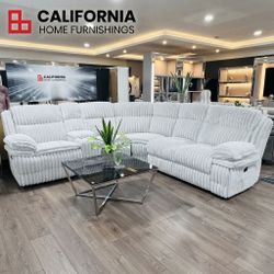 Modern Reclining Sectional Sofa with Console & Cupholders