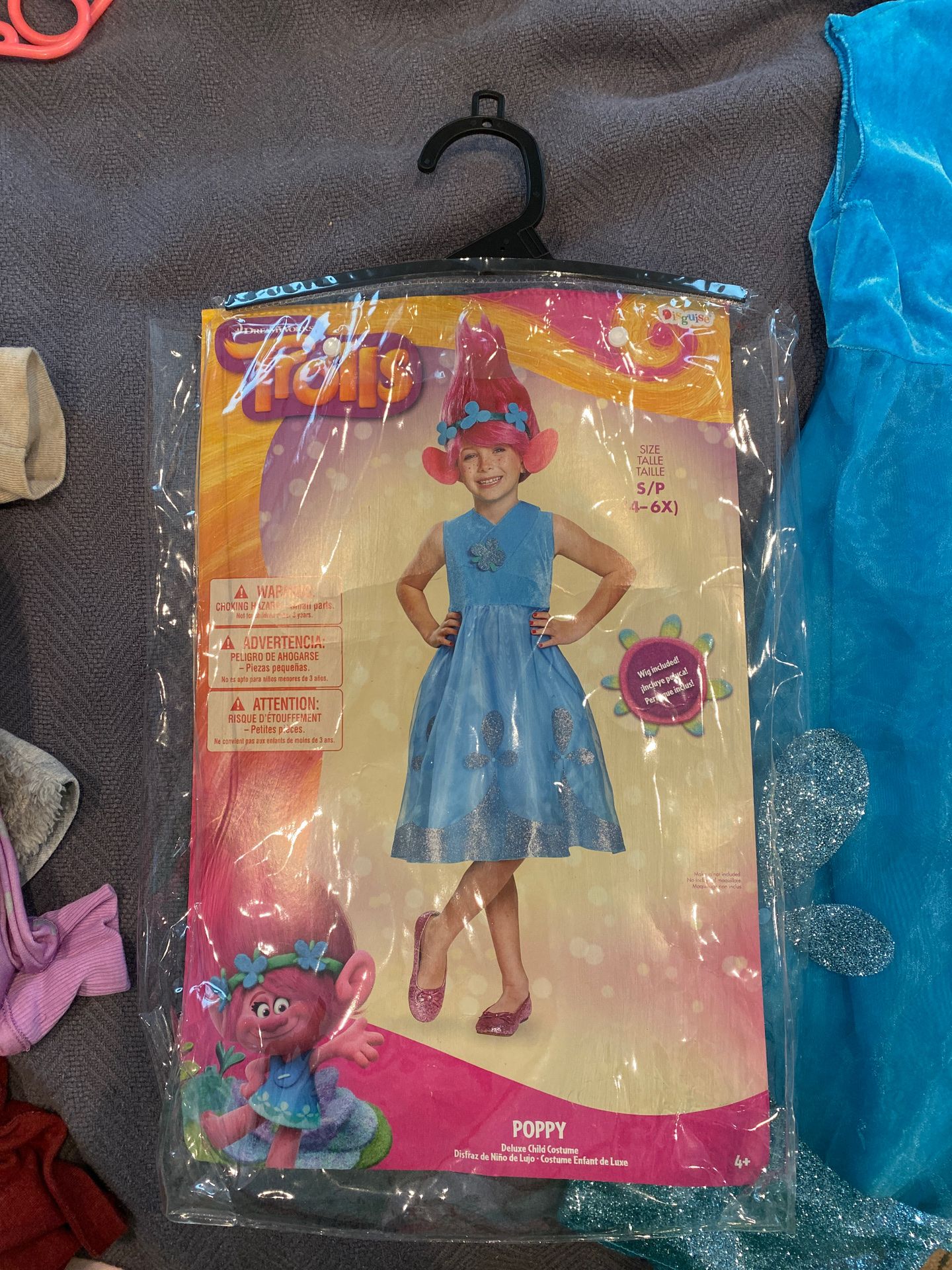 Kids Poppy Troll costume plus wig size 4-6x