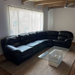 American leather mid century post modern black sectional couch sofa reclining