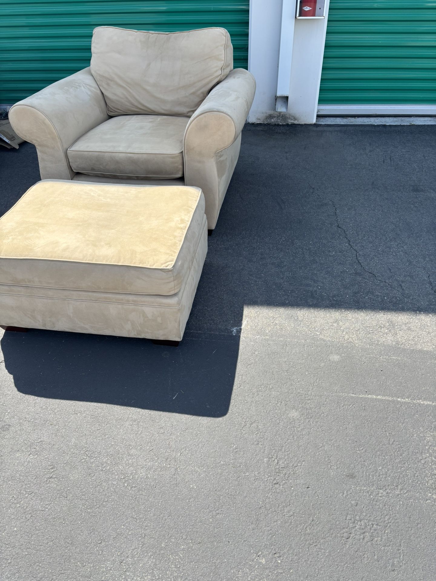 Pottery Barn armchair and ottoman